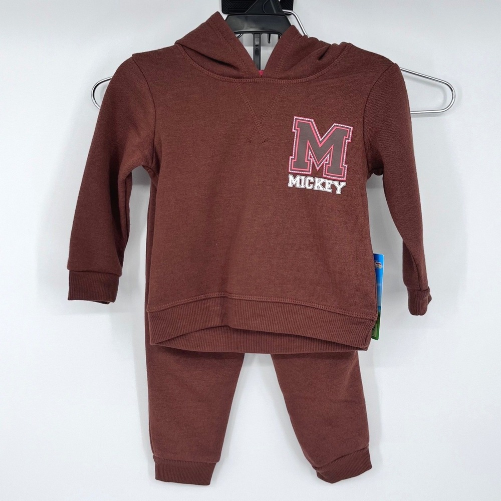 Disney Mickey Mouse Clubhouse Hoodie Jogger Set Kids 18M Brown Character Graphic
